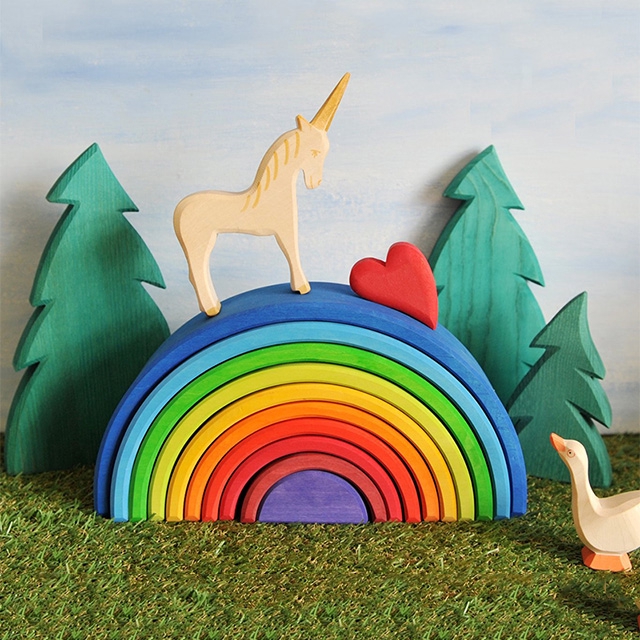 เด็กขนาดใหญ่ Creative Building Blocks ของเล่นเด็กไม้ Nesting ปริศนาบล็อกอาคาร Rainbow Stacker Montessori การศึกษาของเล่นเด็ก