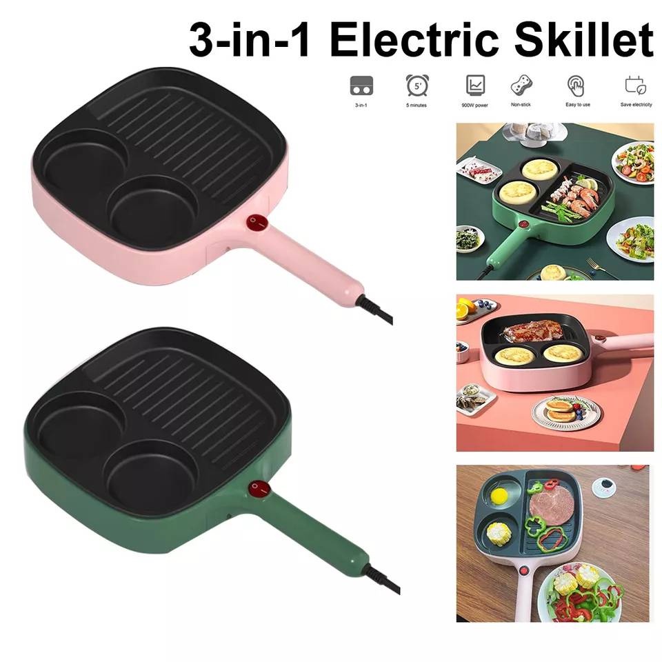 พร้อมส่ง🍳3in1 เครื่องทำอาหารเช้า กระทะทอดไข่ดาว Non-Stick