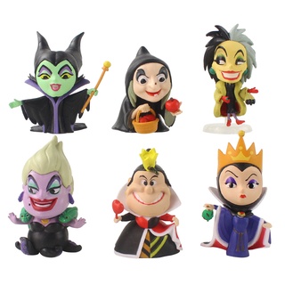 โมเดลฟิกเกอร์ PVC รูป Disney Snow White Bad Queen Black Witch Poison Q Version ขนาด 7-9 ซม. ของเล่นสําหรับเด็ก 6 ชิ้น ต่อชุด