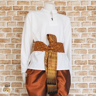 สินค้าคุณภาพ เสื้อชายคอจีน แขนยาว สีขาว ใส่ง่าย ใส่สบาย เนื้อผ้าฝ้าย