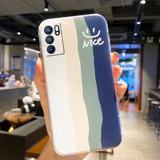 เคสโทรศัพท์ OPPO Reno6 5G /Reno5 5G /Reno5 Pro 5G /Reno4 4G /Reno4 Pro 4G/OPPO A15 /OPPO A16/OPPO A74 4G/OPPO A94 4G/OPPO A93 Phone Casing Silica gel Rainbow Cute Smiling Face Phone Case เคส OPPO A94 Reno6 5G