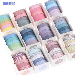 (Interfun) เทปกาวสีพื้น สําหรับตกแต่งสมุดภาพ 5 ม้วน