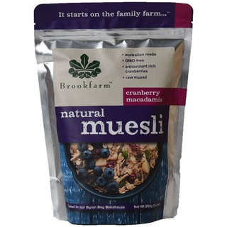 อาหารเช้าซีเรียลBrookfarm Natural Muesli Cranberry &amp; Macadamia 350g