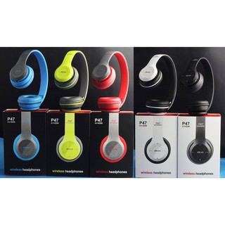 หูฟังบลูทูธ ไร้สาย ใส่เมมโมรี่/ ฟังวิทยุF.M Bluetooth Headphone Stereo รุ่น P47