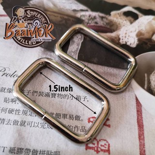 1.5 inch 1 pcs BGN203033a ห่วงเลื่อนสาย ห่วง เหล็ก เหลี่ยม สีเงิน ขนาด 3 cm x 4.9 cm เหล็กหนา 4 m