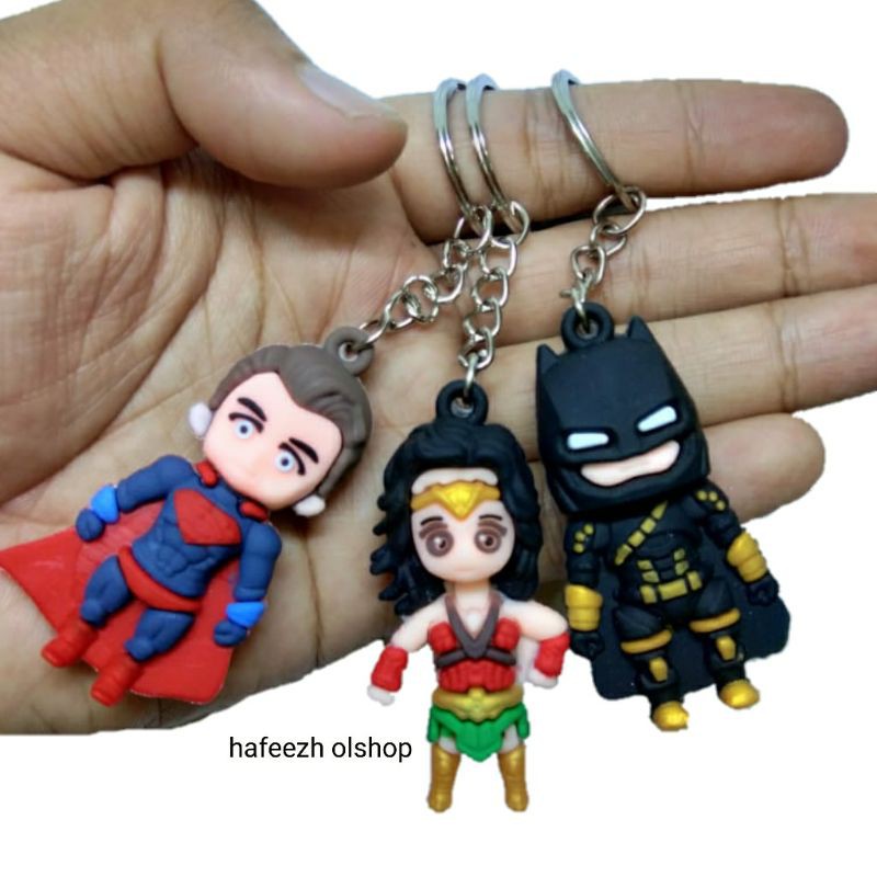 GANTUNGAN Batman Superman Wonder Woman Bat Man Super Man พวงกุญแจยาง