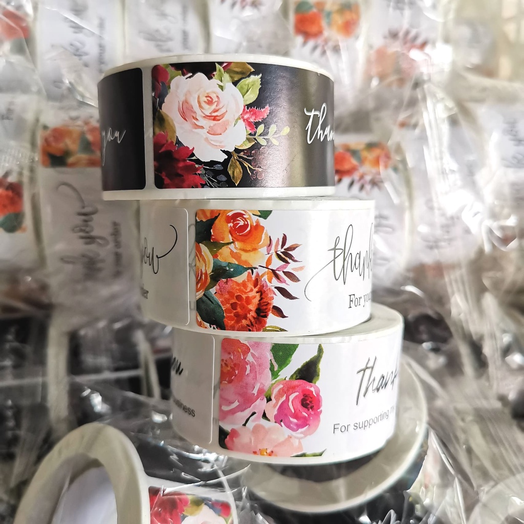 ( J )  สติกเกอร์ Thank​ you​ ลายดอกไม้ – โปรปัง