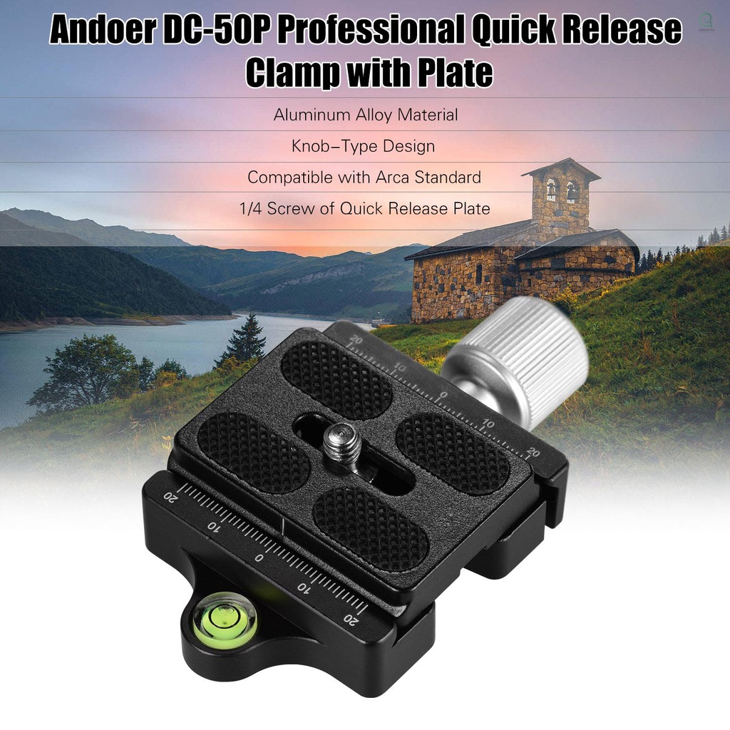 Andoer Dc-50P แคลมป์ปลดเร็วกล้อง อะลูมิเนียมอัลลอย เข้าได้กับ Arca Swiss Standard Quick Release Plate