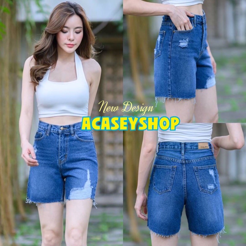 Acasey กางเกงยีนส์ผู้หญิง ขาสั้น 3ส่วนแต่งขาดนิดๆ สวยมากจ้า ไซส์ S – 6XL ราคา ถูกที่สุด ดีลบีเคเค แกลเลอรีภาพที่ 2
