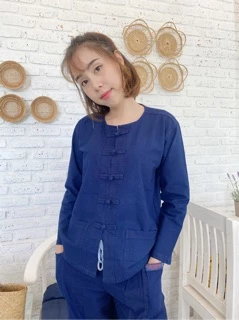 เสื้อหม้อฮ่อม คอกลม แขนยาว