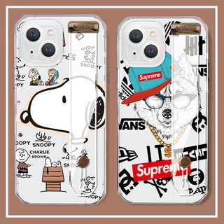 สายรัดข้อมือ การ์ตูน น่ารัก สนูปปี้ หัวหมาป่า เคส Samsung Galaxy note8 note9 s10 plus s10 lite + s20 s20fe fe s21 fe s22 plus ultra note10 lite plus  note 20 ultra CASE โปร่งใส นางแบบคู่ ซิลิกาเจล ผู้หญิง ชาย เปลือกนิ่ม เคส