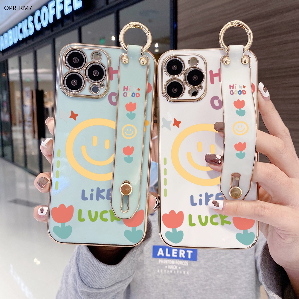 Realme 7 7i 6 6i 5 5S 5i 2 Pro 5G เคสเรียวมี สำหรับ Case Cartoon Girls Smile Wrist Strap TPU เคสโทรศัพท์ Protective Case Full Cover Shockproof Shells
