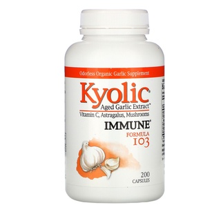 # 200 เม็ด. # Kyolic Aged Garlic Extract, Immune, Formula 103, 200 Capsules