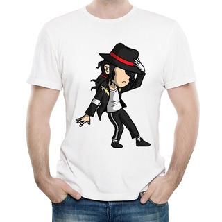 [S-5XL] เสื้อยืดแขนสั้นลําลอง พิมพ์ลายโลโก้ Michael Jackson Moonwalk สีขาว แฟชั่นคลาสสิก สําหรับผู้ชาย