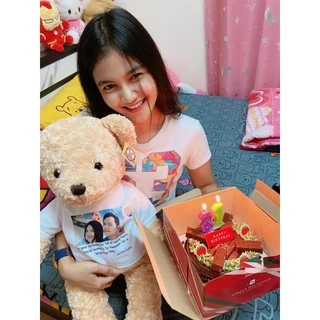 ตุ๊กตาหมีเทดดี้(Teddy Bear)พร้อมใส่เสื้อสกรีนรูปภาพและข้อความฟรี