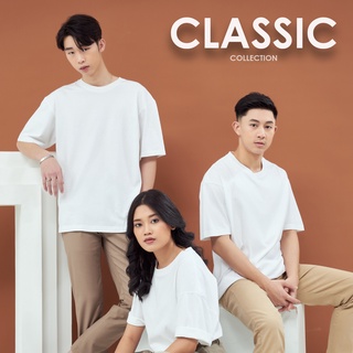 half&amp;half - เสื้อยืด Oversized รุ่น Classic เสื้อยืดคอกลมแขนสั้น Oversized T-Shirt เสื้อยืดสีพื้น