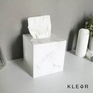 KlearObject Marble Tissue Box-M กล่องใส่ทิชชู่ลายหินอ่อน อะคริลิคเกรด A เงางาม ไม่เปลี่ยนสี ทนทาน กล่องทิชชู่หินอ่อน