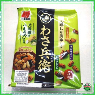 ขนมอบกรอบเคลือบสาหร่ายรสวาซาบิและถั่วลิสง วาซาเบ ขนมญี่ปุ่น สินค้าขายดี Wasabi Arare (Sanko Brand)