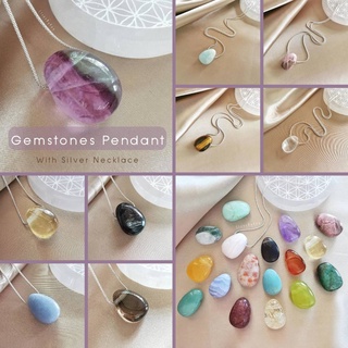 สร้อยคอเงินจี้หินแท้ทรงหยดน้ำที่มาจากทั่วโลก Gemstones Of The World with Silver Necklace