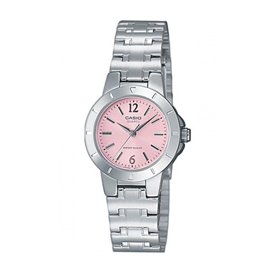 Casio Standard นาฬิกาข้อมือผู้หญิง สายสแตนเลส รุ่น LTP-1177A,LTP-1177A, LTP-1177A-4A1 - สีเงิน - ชมพูอ่อน