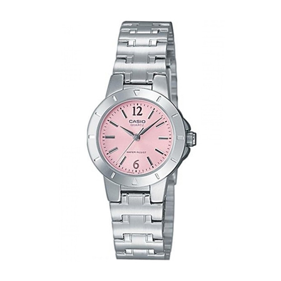 Casio Standard นาฬิกาข้อมือผู้หญิง สายสแตนเลส รุ่น LTP-1177A,LTP-1177A,LTP-1177A-4A1 - สีเงิน - ชมพูอ่อน