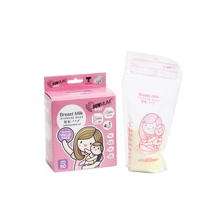 ถุงเก็บน้ำนมแม่ ยี่ห้อ SUNMUM Baby (ทานตะวัน) BPA Free ซิปล็อค 3 ชั้น คละลายน่ารักๆ คะ