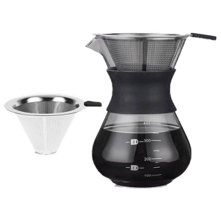 ถ้วยดริปกาแฟ กรวยดริปกาแฟ เหยือกดริปกาแฟ กรวยดริปกาแฟ ผลิตจากแก้ว ทนความร้อนสูง High-Borosilicate Glass with filter THS