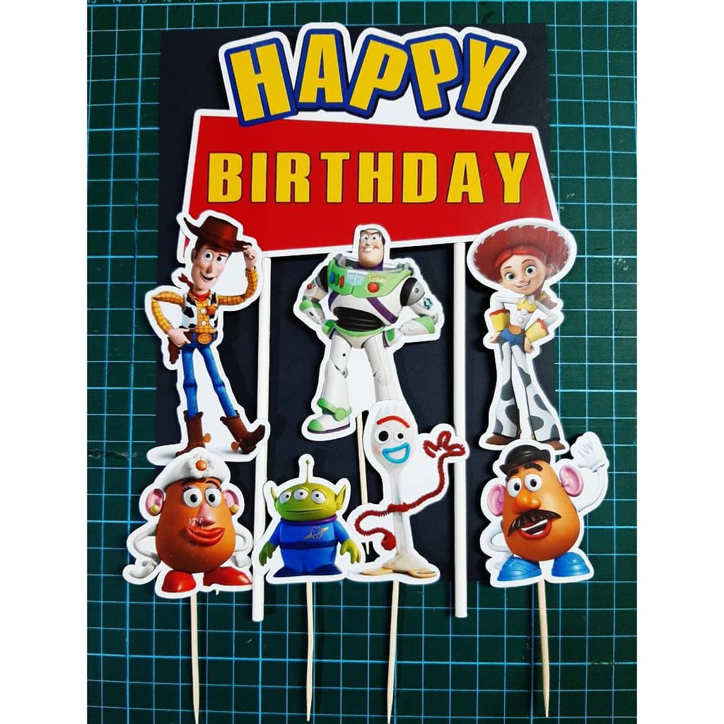 TOY STORY เค้ก Topper วัสดุลามิเนตสุขสันต์วันเกิด
