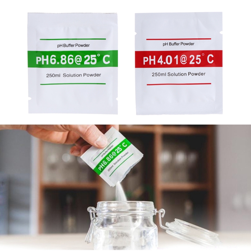 4 ชิ้น PH Buffer Solution Powder PH สําหรับทดสอบมิเตอร์วัดการสอบเทียบ 4.01 6.86