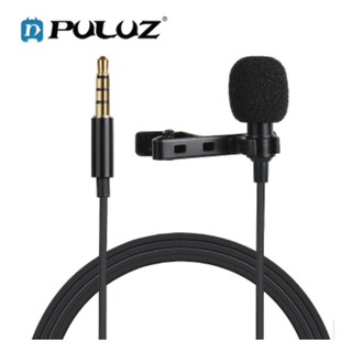 ไมค์ไลฟ์สด Puluz ไมค์สายหนีบปกเสื้อ  Microphone ใช้งานได้โทรศัพท์และกล้อง สายยาว 1.5 เมตร