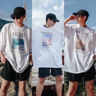 เสื้อยืดคอกลมQCLOTH vacation series : PACIFIC 🌊 ทำตัวต่อตัว สกรีน Dgt cotton soft หน้านุ่ม🏝S-3XL