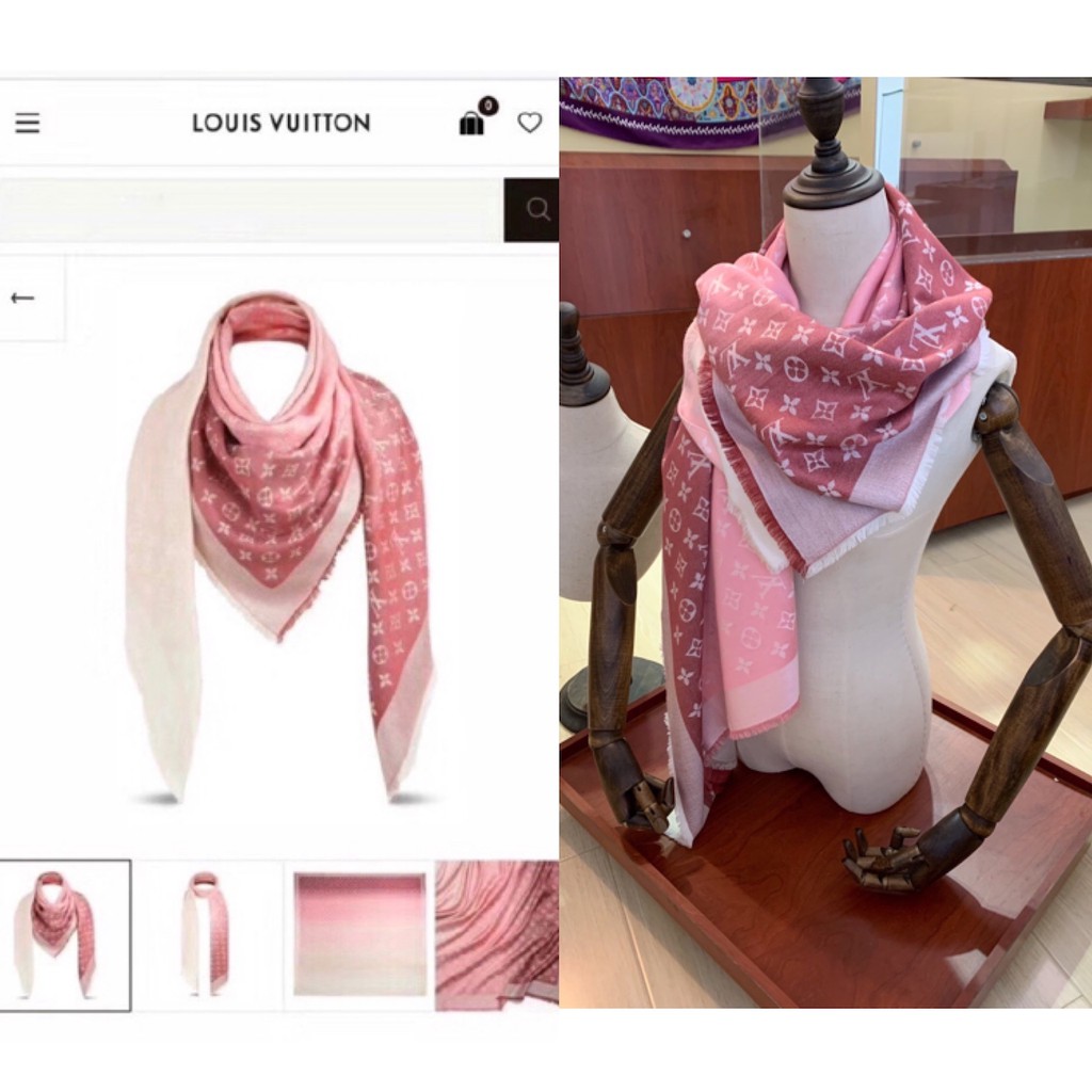 LV LIMITED SCARF ผ้าพันคอหลุยส์ LV สีชมพู ไล่เฉด งาน hi-end