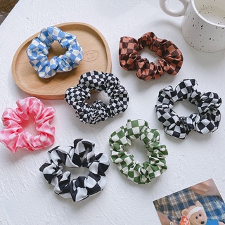 Korean Cute Plaid Hair Tie Girl Ponytail Scrunchies