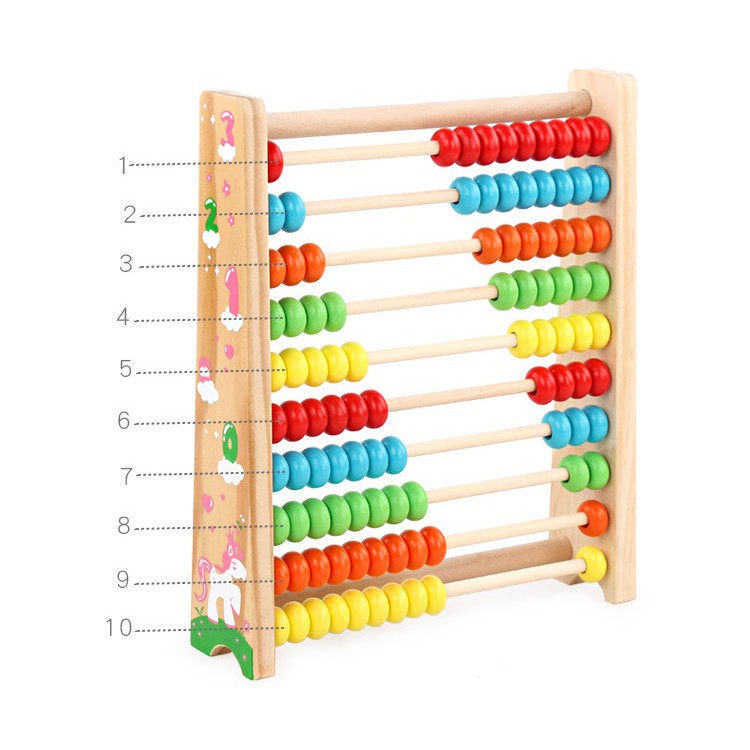 ลูกคิด 10 แถว ลูกคิดไม้ ลูกปัดนับเลข ของเล่นเด็ก ฝึกทักษะการนับ - รูปที่ 4