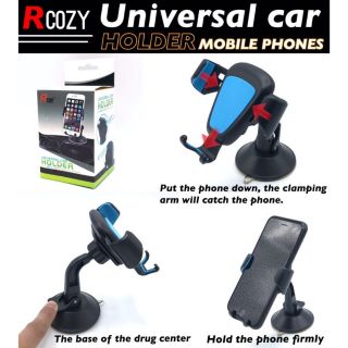 Rcozy Universal Car Holder ที่จับโทรศัพท์ในรถ ฐานศูนย์ยากาศ ตัวล็อค 3 มุม หมุนได้