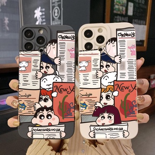 เคสโทรศัพท์มือถือ ขอบสี่เหลี่ยม ลายการ์ตูนชินจัง สําหรับ Samsung Galaxy A33 A53 A73 5G A32 A52S A72 A31 A41 A71