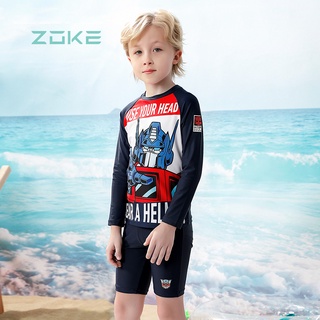 Zoke x Transformers ชุดว่ายน้ําเด็กผู้ชาย สองชิ้น Rashguard UPF50+ ชุดว่ายน้ํา 121603502