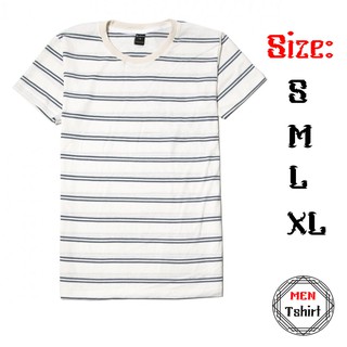 T-Shirt เสื้อยืดคอกลมลายทาง แขนสั้น แพ็คคู่