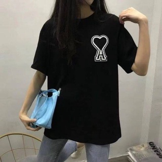 [Label + Tag] AMI A Love เสื้อคอกลม แขนสั้น ผ้าฝ้าย ปักลายเสื้อยืด