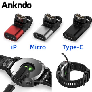 Ankndo สายชาร์จ Garmin อะแดปเตอร์ชาร์จ Type C Micro USB ตัวเมีย เป็น 4pin สําหรับนาฬิกา Garmin Fenix 7 6 5