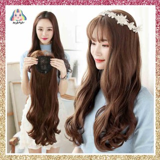 MORA วิกผม วิกผมยาว วิกผมหน้าม้า ผมปลอม Wig วิกผมเกาหลี สี ฺBrown Black 55 CM