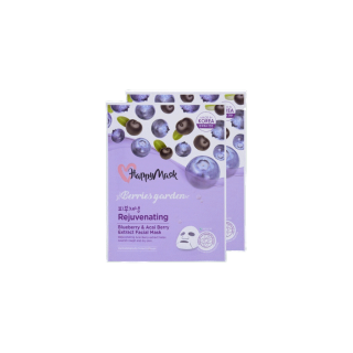 HAPPY MASK แผ่นมาสก์หน้าสูตรผิวกระจ่างใส ลดริ้วรอยล๊อคความชุ่มชื้น Berries garden rejuvenating