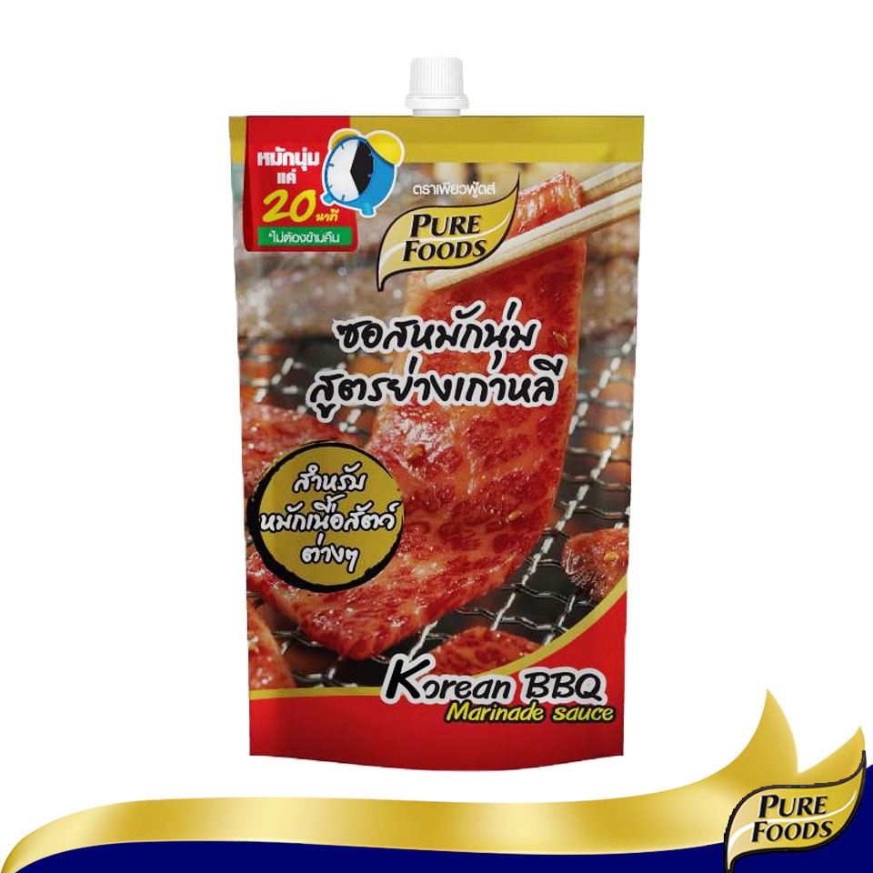เพียวฟู้ดส์ ซอสหมักเนื้อ สูตรย่างเกาหลี 180 กรัม สูตรย่างเกาหลีอร่อย ซอสหมักเนื้อสัตว์ ทุกชนิด รสเลิ
