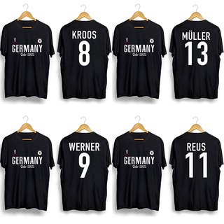 เสื้อยืดสีขาว - กาตาร์เวิ์คัพ 2022 เยอรมนี Kroos Muller Werner Reus เสื้อยืดสําหรับผู้ชายผู้หญิงสS-5XL