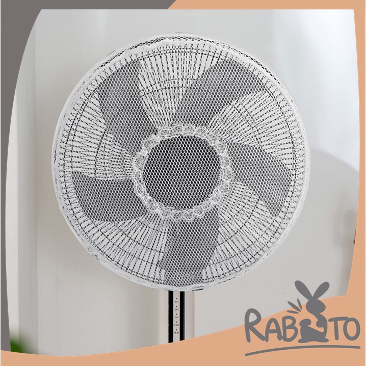 【RABITO สินค้าดี】ตาข่ายคลุมพัดลม แบบเชือกรูด  ขนาด 16-18นิ้ว B12