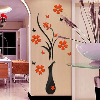 แจกันดอกไม้รูปสามเหลี่ยมผืนผ้าถอดออกได้รูปบ้าน Decal DIY Living Room Decor