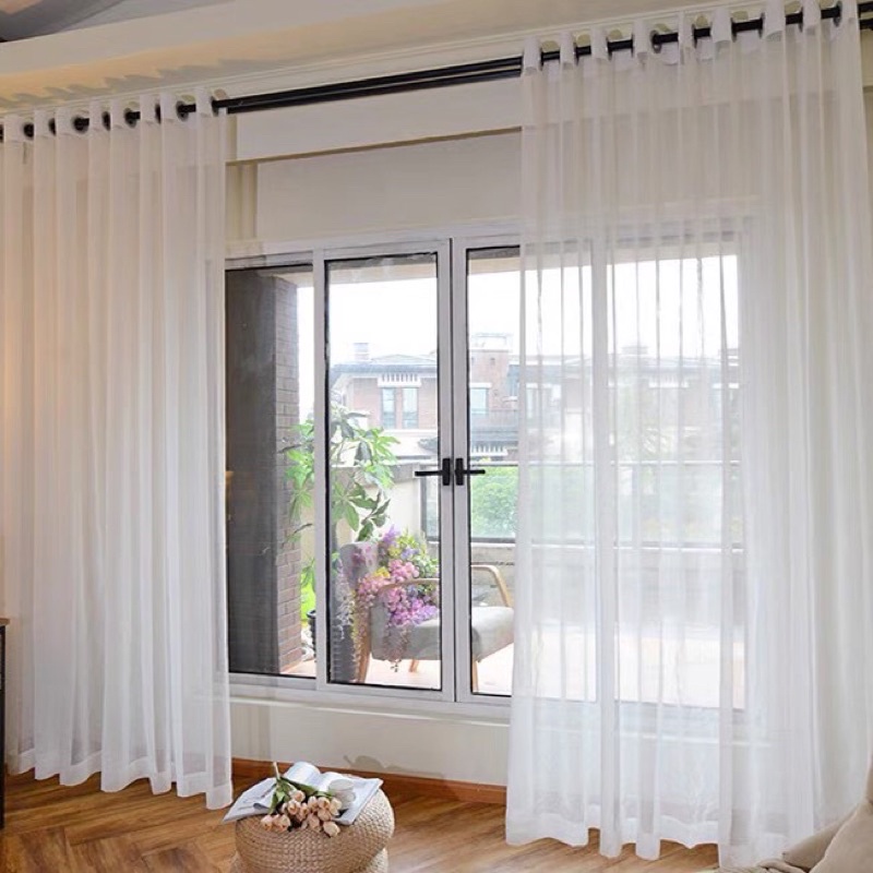 แนะนำ ผ้าม่าน ผ้าม่านตาไก่ เจาะรู สีขาว ม่านบังตา ผ้าโปร่งใส กรองแสง ประตูใหญ่กว้าง3.00ม.สูง2.60ม. สำเร็จ พร้อมส่ง ราคาพิเศษ มีเก็บเงินปลายทาง