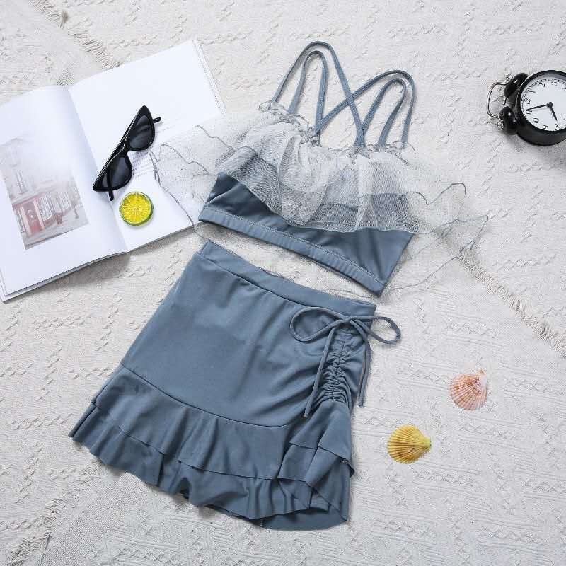 👙บิกินีเซ็ท3ชิ้น พร้อมผ้าคลุมพริ้วสวย  ชุดว่ายน้ำแฟชั่นพร้อมส่ง - รูปที่ 6