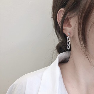 Chain Drop Earrings ต่างหูโซ่สีเงิน ก้านเงินแท้