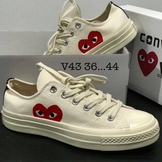 Converse X COMME des GARÇONS (สีครีม พร้อมกล่อง) 🎯🚀🌏🌸🌈